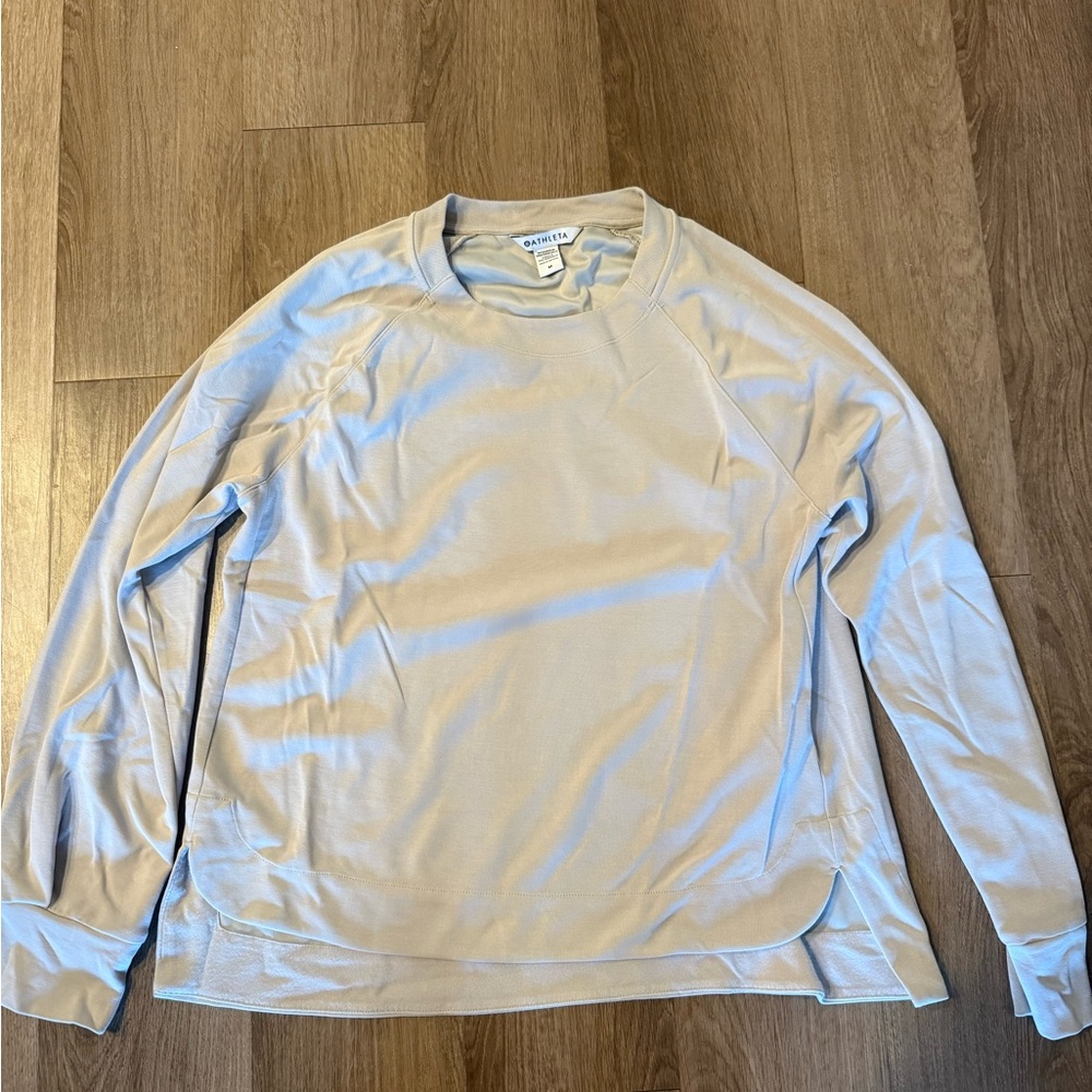 Athleta Men's Crew Pullover Sweatshirt in Light Beige